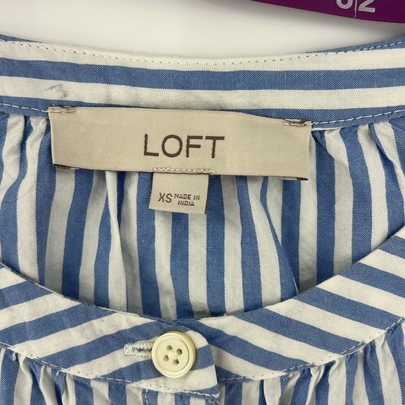 Loft blouse Striped blue white Poet top Classic scandi neutral lightweight XS - Picture 8 of 10